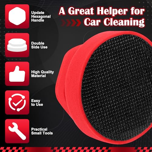 Synthetic Clay Bar Sponge, Luxiv Red Magic Car Clay Bars Auto Detailing with Hexagonal Handle Clay Bar Ball for Car Detailing Smooth, Clean