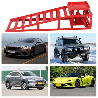 GarveeTech 2 Pack Hydraulic Car Ramps - 8820 LBS Capacity Low Profile Car Lift Service Ramps for Automotive Truck Trailer Garage Auto Car Repair Frame, Red