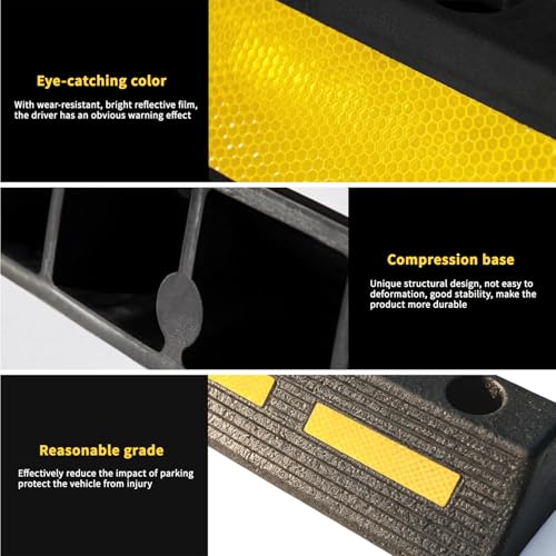 Vacallity 2 Pcs 17"L Heavy Duty Rubber Wheel Stops Parking Stopper for Garage Parking Aid Durable High-Visibility Tire Blocks Parking Aid Gadgets Tire Stops for Cars Trucks RVs with Bolt Installation - size: 3"Height2Pcs