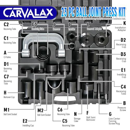 CARVALAX 23-Piece Ball Joint Press Kit | Ball Joint Removal Tool Kit w/Universal Adapters and Sockets for Most 2WD/4WD Cars, Trucks and SUVs - size: 23PC