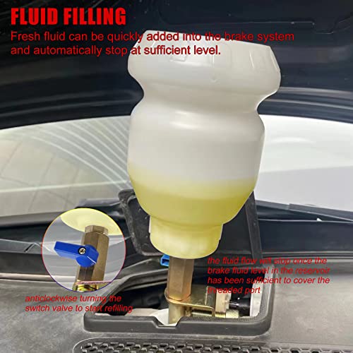 JIFETOR Pneumatic Vacuum Brake Bleeder Kit Clutch Oil Bleeding Tool Set | 1.75L Waste Brake Fluid Extractor, 0.9L New Oil Refilling Bottle, 2 Silicon Hoses and Universal Rubber Adapter