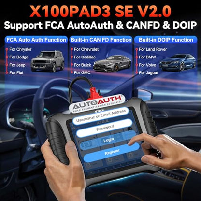 XTOOL X100 PAD3 SE AI-Assisted Bidirectional OBD2 Scanner, All System Scan Tool with 38+ Reset, Car Scanner Diagnostic Tool with FCA AutoAuth, ECU Coding, Crank Sensor Relearn, CANFD/DOIP, 2-Yr Update