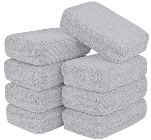 AIDEA Microfiber Applicator Pad-8 Pack, Car Wash Sponge, Grey | Microfiber Sponge and Cleaning Pads, Perfect for Effortless Wax, Sealant, Conditioner Application, Car Detailing Supplies - color: Gray, size: 8 PK
