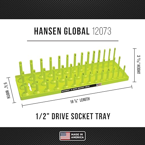 Hansen Global 3 Row Socket Holder, Hi-Viz Yellow, Pack of 6 - color: Hi-viz Yellow
