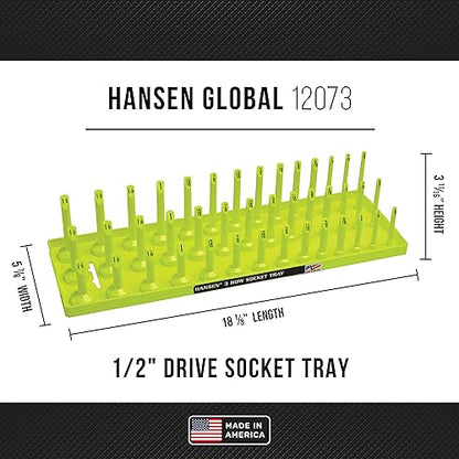Hansen Global 3 Row Socket Holder, Hi-Viz Yellow, Pack of 6 - color: Hi-viz Yellow
