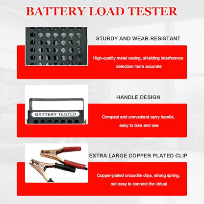 Battery Load Tester, 6V 12V Car Battery Load Checker with Voltmeter and Alligator Clips, Automotive Alternator Tester for Truck RV Motorcycle Boat Batteries, Car Accessories