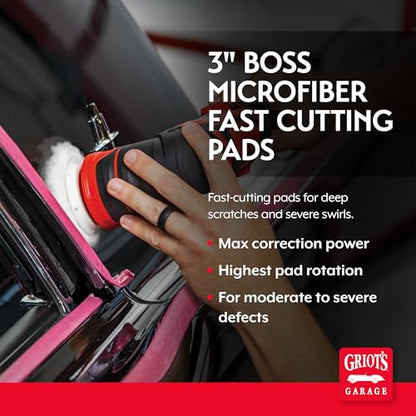 Griot's Garage BOSS Microfiber Fast Cutting Pads for Car Detailing, Polishing and Maximum Paint Correction, Orbital Polisher Buffing Pads, 3”, Set of 3 - size: 3 Inch Pads (Set of 3)