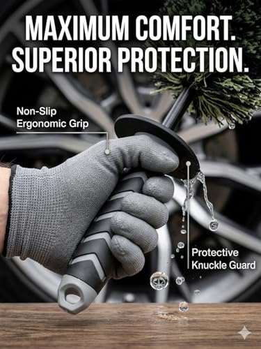 The Ultimate Wheel Tire Cleaning Brush, Ergonomic Long Handle Wheel Scratch-Free Auto Detailing Brushes for Cleaning Wheels Tires, Exhausts & Delicate Surfaces Car Detailing Kit