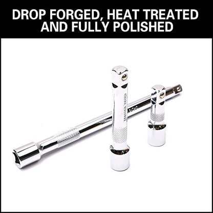 HORUSDY 9-Piece Socket Extension Bar Set, Ratchet Extension Bar Set,1/4", 3/8", and 1/2" Impact Drive Socket, Drive Tool Accessory, CR-V Steel Storage Tray - style: 9-PCS Chrome Extension