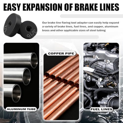 IHOTDER 7PCS Brake Line Flaring Tool Kit Flare Adapter,3/16",1/4",3/8",5/16",1/2",5/8",7/1-6" Double Flare Tool Adapter Car Accessories for Brake Lines/Fuel Lines/Copper Pipe - color: 7PCS