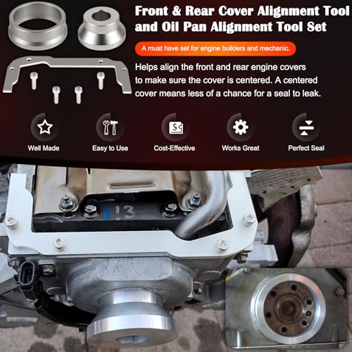 Bonbo Front and Rear Cover Billet Alignment Tool & Oil Pan Alignment Tool Fits for LS Series Engines 4.8 5.3 5.7 6.0 LS1 LS2 LS3 LS6 L99 LS9 LSA LQ4