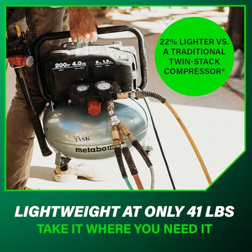 Metabo HPT Air Compressor, THE TANK, Portable Pancake Air Compressor 200 PSI, 6 Gallon Tank, Versatile for Use with Framing, Siding, Finish, Brad or Roofing Nailers, EC914S - style: 6-Gallon Pancake, 200 PSI