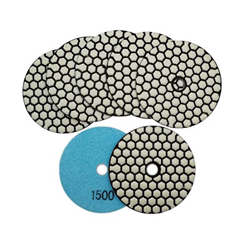 SHDIATOOL 7Pcs 4 Inch Dry Diamond Polishing Pads Grit 1500 for Granite Marble Stone Countertops for Grinder Polisher Machine - style: Grit 1500
