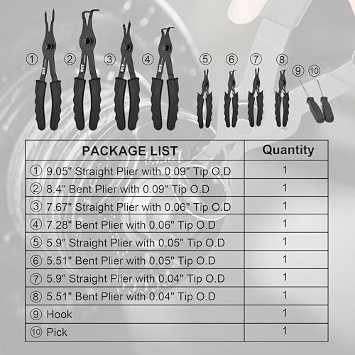 SGT Snap Ring Pliers Set,10 Pcs Internal & External Circlip Pliers With Bent & Straight Pliers,Heavy Duty Removal Tool,Include Hook, Pick,Storage Case and Gloves - color: Blue