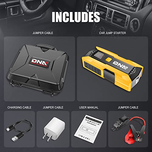 DNA Motoring 12V 2000A Peak Multi-Function Portable Car Battery Jump Starter for Up to 8.0L Gas / 6.3L Diesel Engine, with Carry Case, Golden/Black,TOOLS-00276 - color: Golden, style: 2000A Peak