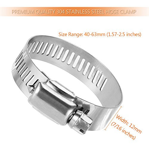 LOKMAN 20 Pack Stainless Steel Hose Clamp Adjustable 1-5/8'' - 2-1/2'' (40-63mm) Worm Gear Hose Clamp, Metal Fuel Line Pipe Clamp for Plumbing, Automotive And Mechanical Application - size: 40-63mm