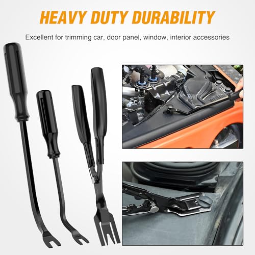 GOOACC 238Pcs Trim Removal Tool, Auto Push Pin Bumper Retainer Clip Set Fastener Terminal Remover Tool Adhesive Cable Clips Kit Car Panel Radio Removal Auto Clip Pliers, Black - color: 120Pcs Clips +118 Remover Black