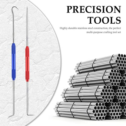 Salior 2PCS CarbonSteel Hook Tool and Pick Set,Double End Pick and Hook Set Auxiliary Dismantling Fittings,Universal O Ring Pick Set and Hook Tool Car Accessories Fit for Most Vehicles - color: Red+Blue/2PCS