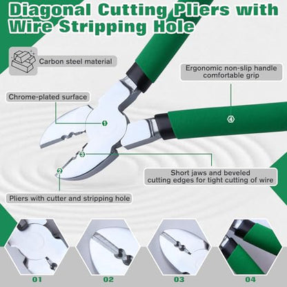 6Inch Diagonal Cutting Pliers Wire Cutters with Wire Stripping Holes Wire Stripper Wire Nippers Flush Cutters Cable Cutters Side Cutters Wire Snips for Cutting Floral Wires Electric Wires - style: Diagonal Pliers with Wire Stripping Holes