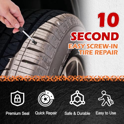 108 Pcs Tire Screw Plug Repair Kit, Tire Repair Screws with Tire Glue, Tire Repair Rubber Nail, Fast Self-Service Screw Tire Plug Kit for Tires, Car, Truck, Motorcycle, Tractor Puncture Repair