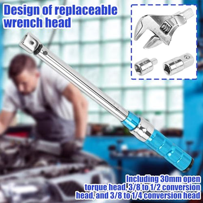 Open End Torque Wrench, 5 to 60 Nm Adjustable Open End Torque Wrench Set with Changeable Head and Click Safe Torque Wrench Tool, Professional Torque Wrench Spanner for Refrigeration System
