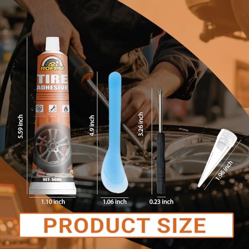 Tire Repair Glue Kit 100ml,Tire Sidewall Rubber Cement Black 3.38floz | Bike Tire Repair Adhesive Kit, Professional Bonding Glue for Car, Motorcycle, Bicycle