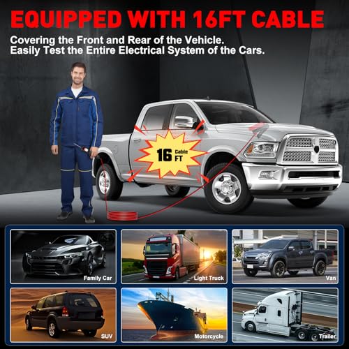 KINGBOLEN ECT300 Automotive Electrical Circuit Tester, 6-32V Car Voltage Test Power Tester,Component Activation, Oscilloscope Display, Measure Voltage Current Resistance Continuity Diode, 16FT Cable | 6-32V Car Voltage Test, Component Activate, Oscillosco