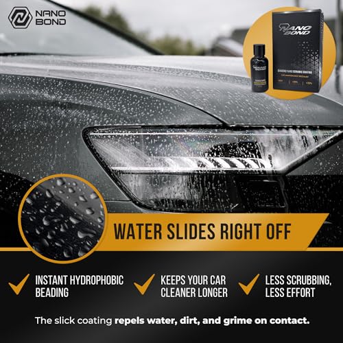 Nano Bond Ceramic Coating 9H PRO (60ML), Car, Plastic, Glass, and Wheel Exterior Care Product kit, Hydrophobic, Long Lasting Professional Care, High Gloss Paint Shine, Automotive Polishing Sio2 - size: 60ml Kit