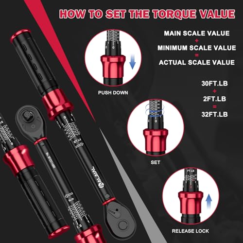 Spark Plug Socket Set with Torque Wrench 3/8 Drive, 5-45 ft.lb | 6.8-61 Nm, 14mm 16mm 5/8" Magnetic Swivel Spark Plug Sockets & 10" Extension Bar, Perfect for Car & Motorcycle Spark Plug - size: 5PCS