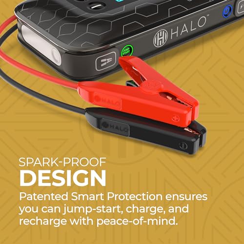 HALO Bolt Air+ 1750 Portable Car Battery Jump Starter | 130 PSI Air Compressor, 59.9Wh USB Power Bank, Large Display, Emergency Floodlight & Charger, Jumps Cars SUVs & Trucks, Inflates Tires — Silver - color: Silver