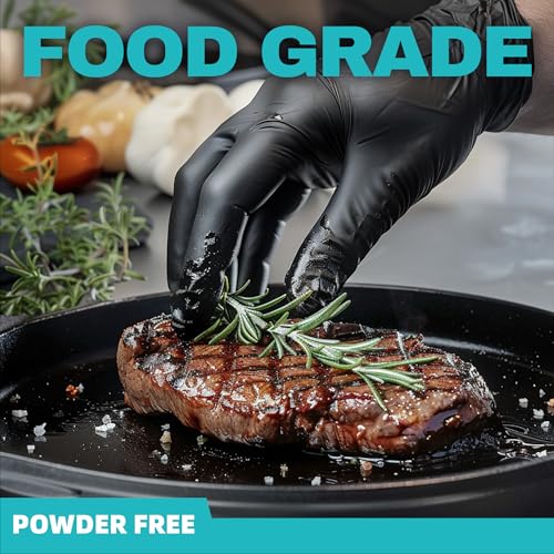Beastek Nitrile+™ 4 Mil Disposable Exam Gloves, Latex & Powder-Free Medical Food Safe Glove for Cooking Cleaning, Black 100Ct - color: 100 Black (Small)