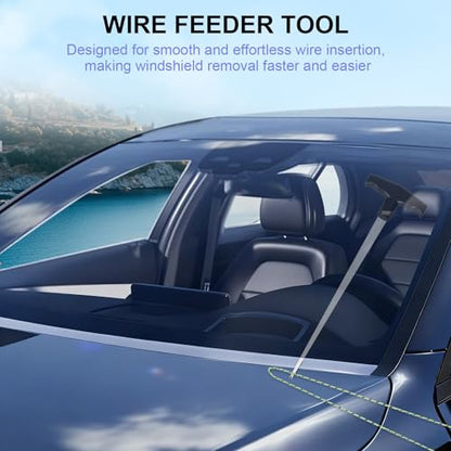 Auto Windshield Glass Removal Tool Kit with 200mm Heavy-Duty Suction Cup, Self-Locking System, Reinforced Cutting Wire, Windshield Cut-Out Tool & Accessories for Fast, Safe Glass Removal