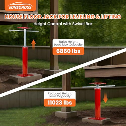 2 Pack House Jacks for Leveling Crawlspace, 11"-16" Adjustable House Floor Jack Post, 11023 lbs Max Foundation Jacks for Floor Joist Support & Foundation Repair, Safety Pins Included - size: 11.8''-16''(2 Pack)