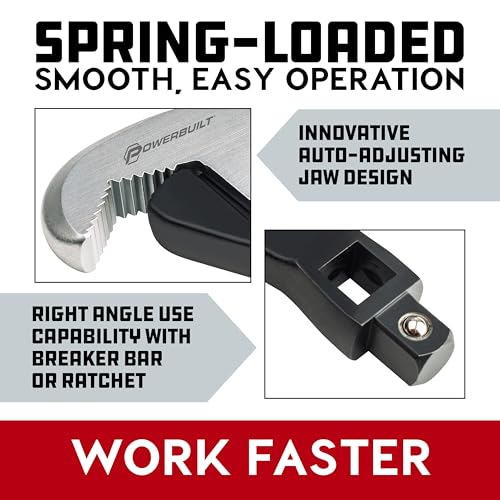 Powerbuilt 3 Piece Spring-Loaded Crowfoot Wrench Set, Adjustable, Auto Size, Universal Wrench, Self-Adjusting, Power Grip, Storage Tray - 642963 - style: 3 Piece