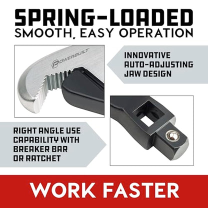Powerbuilt 3 Piece Spring-Loaded Crowfoot Wrench Set, Adjustable, Auto Size, Universal Wrench, Self-Adjusting, Power Grip, Storage Tray - 642963 - style: 3 Piece