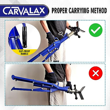 CARVALAX V-Head Pipe Jack Stands, Adjustable Pipe Stand for Welding | 28"-52" Adjustable Height, Fits 1/2"-12" Pipe Capacity, 2500LB Load Capacity, w/Portable Folding Legs - color: Blue