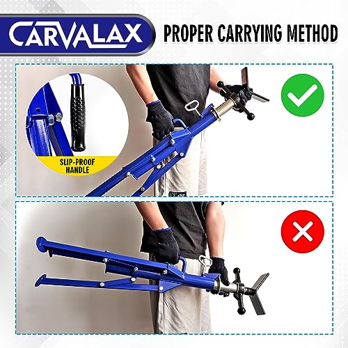 CARVALAX V-Head Pipe Jack Stands, Adjustable Pipe Stand for Welding | 28"-52" Adjustable Height, Fits 1/2"-12" Pipe Capacity, 2500LB Load Capacity, w/Portable Folding Legs - color: Blue