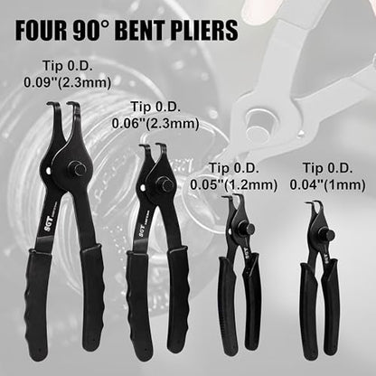 SGT Snap Ring Pliers Set,10 Pcs Internal & External Circlip Pliers With Bent & Straight Pliers,Heavy Duty Removal Tool,Include Hook, Pick,Storage Case and Gloves - color: Blue