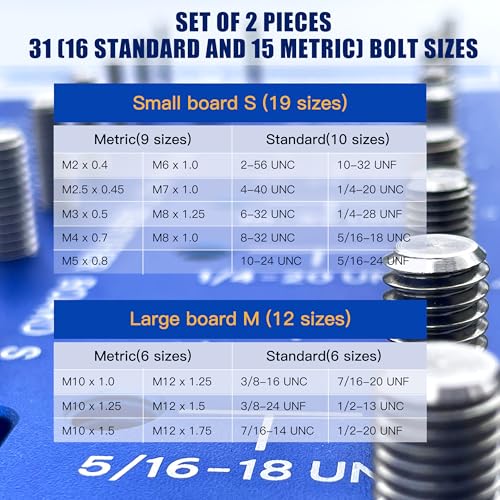 Thread Checker, Nut and Bolt Thread Checker, Thread Checker Standard and Metric, Identify 16 SAE & 15 Metric Sizes, Bolt Size Finder, Stainless Steel Thread Gauge Gifts for Men - size: 31 Thread Checker-S04