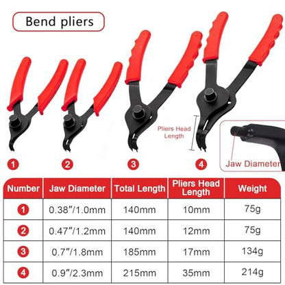 Doaho 10pcs Snap Ring Pliers Set,Internal & External Circlip Pliers for Removal and Installation of Automotive Retaining Rings With Straight/Bent Jaw,Hook and Pick - Storage Case - size: 10 PCS