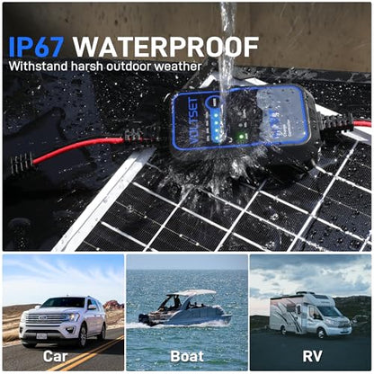 Voltset 50W Solar Panel Kit 12V Solar Battery Trickle Charger & Maintainer | MPPT Charge Controller | Waterproof Solar Panel Battery Charger | for Car RV Boat Marine Trailer | Adjustable Mount Bracket - size: mppt 50w