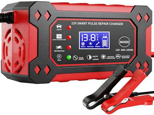 Car Battery Charger,12V 6Amp Trickle Charger and Maintainer, Smart Fully Automatic Battery Charger w/Temperature Compensation, Battery Pulse Repair and Desulfator for Lead Acid AGM Batteries - color: 1) - 6Amp/12V (Red)