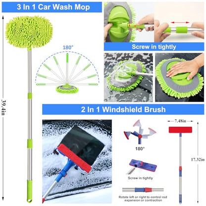 44Pcs Car Wash Detailing Kit Cleaning Kits with Foam Gun Sprayer Wash Mop with Long Handle Collapsible Bucket Large Wash Mitt Towels Complete Interior Exterior Car Washing Supply Set Blue - color: Blue