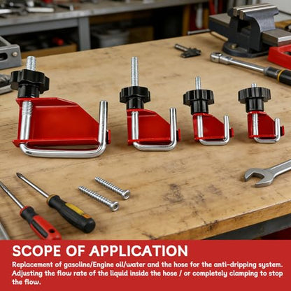 4Pcs Hose Pinch Off Pliers, Hose Clamp Pliers for Flexible Fuel Line Coolant Radiator Brake Hoses Without Damaging The Line(Color:Red)