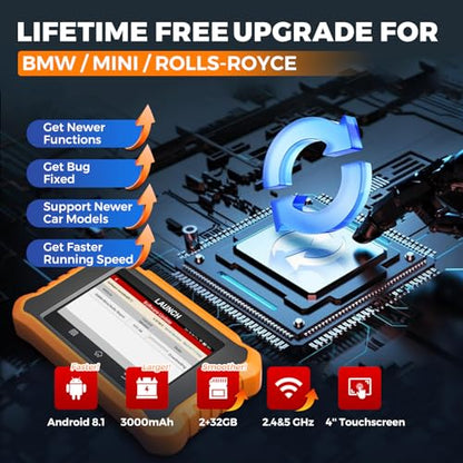 LAUNCH Creader Elite V2.0 for BMW OBD2 Scanner, 2025 Full Systems Bi-Directional Scan Tool, All Reset Services, ECU Code, Battery Registration Tool for BMW Mini RR, Lifetime Free Update, Auto VIN