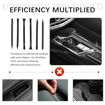 6PCS Car Detailing Pick Set,Car Detailing Tools with 6 Cleaning Heads for Vents,Seams,Cup Holders,Buttons & Interior Gaps,Universal Cars Cleaning Kit for Most Cars SUVs