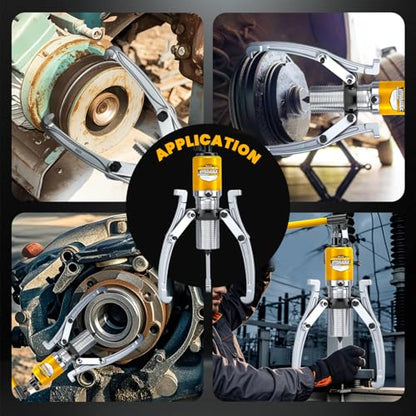 NEWTRY 20 Ton Hydraulic Gear Puller Kit, Wheel Bearing Pulling Separator, 3 Jaw Puller, Vertically & Horizontally, w/Case, Heavy Duty Mechanical Repair - size: 20 Ton