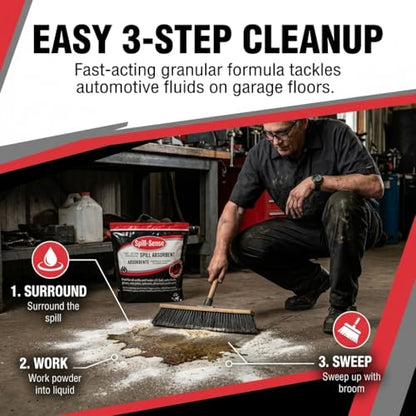 Fast-Acting Universal Spill Absorbent Granules, 4 lbs – Oil, Fuel, Grease, Solvent & Chemical Cleanup, Sweeps Up Dry, No Residue