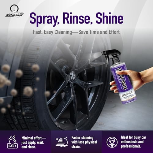 Nanoskin SPEEDY BRITE Pro Grade Wheel & Tire Acid Cleaner, 16 Oz. - Chrome & Coated Wheel Safe, Cleaning with Organic Acid | Removes Brake Dust & Road Grime for Auto Detailing, Body Shop Safe - size: 16 Fl Oz (Pack of 1)