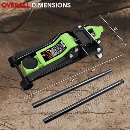 DNA Motoring Low Profile Hydraulic Trolley Service/Floor Jack, 4 Ton (8000 lbs) Capacity, Lifting Range 4.5"-20", Green, TOOLS-00307-GR - color: Green, style: 4 ton